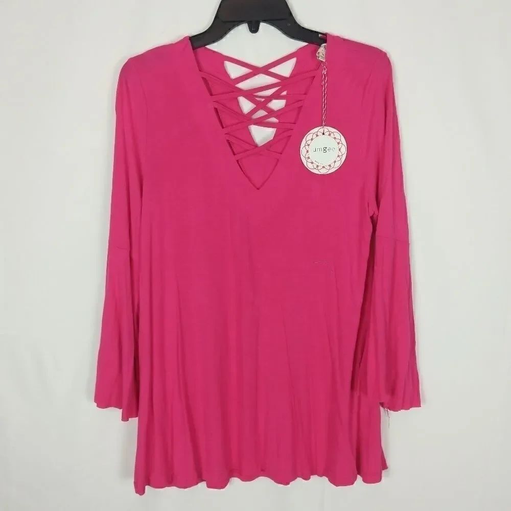 Umgee Nwt Hot Pink Size SMALL 3/4 Sleeves Bell Sle